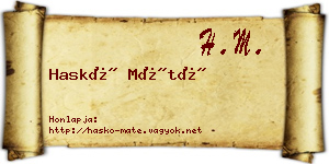 Haskó Máté névjegykártya